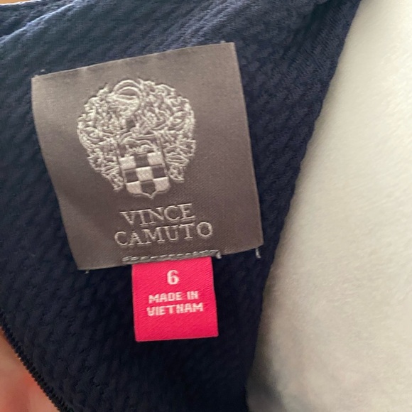 VINCE CAMUTO NAVY PINK WHITE  KNEE LENGTH DRESS Fit Flare Color-block Size 6 - Picture 6 of 6